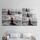 Red Hat Woman, Surreal Desert, Fashion Silhouette, Framed Canvas Print, Minimalist Wall Art, Bold Modern Decor, Bedroom Gallery Style
