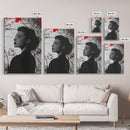 Noir Beauty, Red Accent Leaves, Dramatic Woman Profile, Framed Canvas Print, Glamour Wall Art, Gothic Bedroom Decor, Monochrome Style