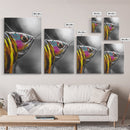 Colorful Lure, Fishing Hook, Bold Scales, Rainbow Detail, Framed Canvas Print, Man Cave Art, Fishing Decor, Vibrant Realism Wall Art