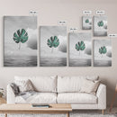 Monstera Leaf, Ocean Breeze, Tropical Minimalism, Floating Leaf, Framed Canvas Print, Modern Bathroom Art, Boho Decor, Tropical Wall Art