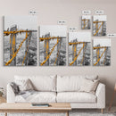 Yellow Fence Wire, Rustic Barbed Wire, Country Fence, Framed Canvas Print, Farmhouse Wall Art, Minimalist Rustic Home Decor