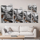 Alpine Lake, Orange Rocks, Mountain Reflection, Canvas Print, Wilderness Wall Art, Nature Explorer Decor, Rustic Lodge Wall Art
