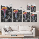 Surreal Jellyfish, Child Wonder, Fantasy Ocean Scene, Framed Canvas Print, Kids Room Wall Art, Vibrant Color Pop Art, Dreamy Decor