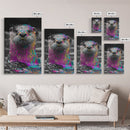 Colorful Otter, Vibrant Animal, Rainbow Fur, Framed Canvas Print, Kids Room Decor, Whimsical Wildlife Art, Playroom Wall Art, Bold Style