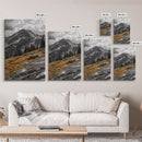 Mountain Peak, Alpine Landscape, Autumn Meadow, Framed Canvas Print, Fall Wall Art, Rustic Cabin Decor, Nature Photography, Living Room