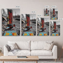 Red Peg, Graffiti Steel, Urban Rust Texture, Canvas Print, Industrial Wall Art, Modern Loft Decor, Urban Decay Photography