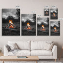 Firewood Blaze, Autumn Campfire, Outdoor Canvas Print, Cozy Cabin Wall Art, Rustic Nature Decor, Adventure Wall Accent