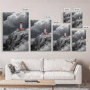 Stormy Lighthouse, Red Roof, Dramatic Coastline, Canvas Print, Coastal Wall Decor, Nautical Art, Living Room Wall Art, Rustic Home Art