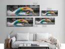 Color Splash Dolphin, Ocean Leap, Vibrant Marine, Joyful Moment — Canvas Print, Bathroom Decor, Beach House Wall Art, Pop Art Style