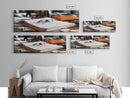 Open Book, Glasses, Orange Folders, Writer Desk, Framed Canvas Print, Study Room Wall Art, Vintage Academic Aesthetic