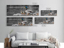 Duck Family, Nature Scene, Wildlife Birds, Lake Reflections, Framed Canvas Print, Nursery Decor, Cozy Art, Nature Lover Gift