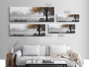 Foggy Lake, Autumn Tree, Peaceful Bench, Serene Nature, Framed Canvas Print, Fall Wall Decor, Zen Living Room Art, Bedroom Decor