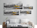 Yellow Cabin, Forest River View, Wilderness Retreat, Framed Canvas Print, Rustic Wall Art, Lodge Decor, Cozy Nature Landscape Style