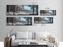 Coastal Forest Path, Lakeside Nature Trail, Tranquil Blue Water, Canvas Print, Minimalist Landscape, Bedroom Wall Art