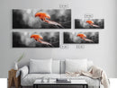Jellyfish Glow, Ocean Depths, Abstract Sea Life, Framed Canvas Print, marine animal art, coastal bathroom decor, modern underwater wall art