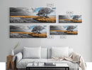 Autumn Marsh, Windswept Tree, Golden Grass, Storm Sky, Framed Canvas Print, Fall Wall Art, Living Room Decor, Rustic Landscape