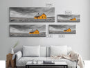 Yellow House, Stormy Sky, Minimalist Landscape, Rural Farmhouse, Framed Canvas Print, Rustic Wall Decor, Living Room Wall Art