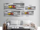 Yellow Cabin, Seaside Shack, Color Pop, Coastal Vibes, Framed Canvas Print, Beach House Wall Art, Bold Nautical Decoretic