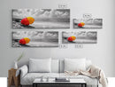Red Yellow Umbrella, Beach Art, Summer Decor, Modern Coastal Print, Framed Canvas Print, Minimalist Wall Art, Bathroom or Hallway Decor