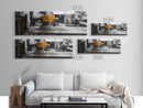 Yellow Metal Lever, Industrial Machine Detail, Workshop Photography, Gritty Rustic Vibe, Canvas Print, Garage Wall Art, Urban Loft Decor