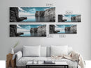 Serene Cove, Cliff Reflections, Blue Water, Coastal Escape, Framed Canvas Print, Tranquil Ocean Art, Bathroom or Spa Wall Decor
