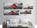 Neon Mountain Peak, Abstract Vibrant Alps, Bold Wilderness Colors, Framed Canvas Print, Modern Wall Art, Adventure Home Decor