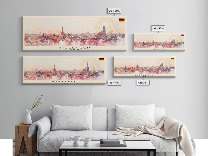 Bielefeld Germany Travel Print Wall Art, Panoramic City Art, Travel Art, Wall Decor, Vacation Gift, Framed Canvas Print Or Metal Art