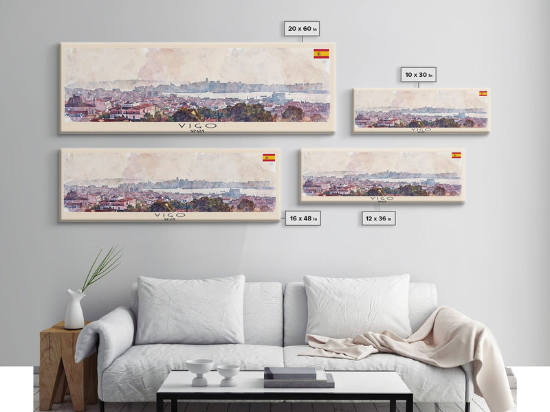 Vigo Spain Wall Art, Panoramic Travel Poster, Panoramic Framed Canvas Print, City Wall Art, Wall Hanging Home Decor, Travel Art