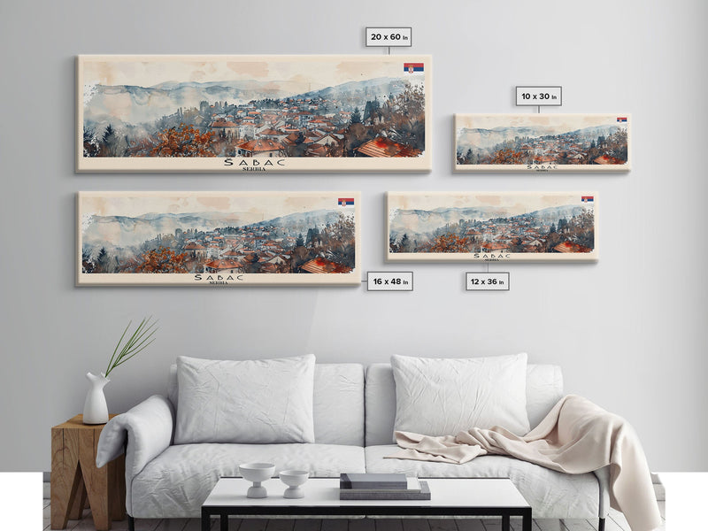 Å abac Serbia Wall Art, Panoramic Travel Poster, Panoramic Framed Canvas Print, City Wall Art, Wall Hanging Home Decor, Travel Art