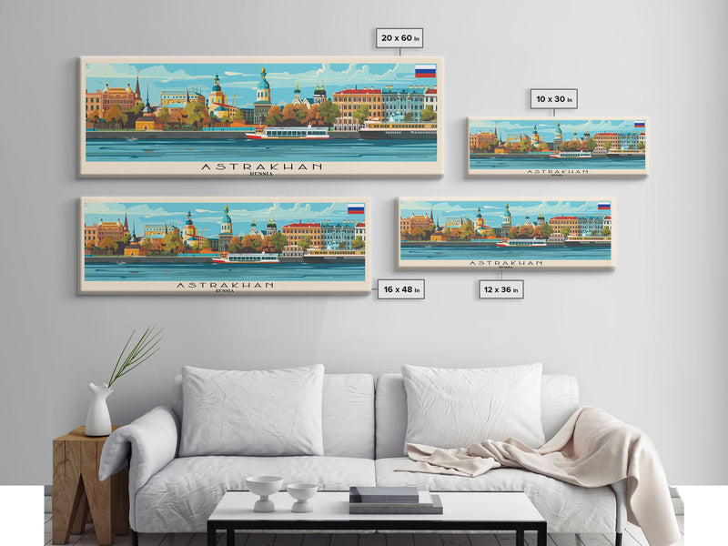 Astrakhan Russia Travel Print Wall Art, Panoramic City Art, Travel Art, Wall Decor, Vacation Gift, Framed Canvas Print Or Metal Art