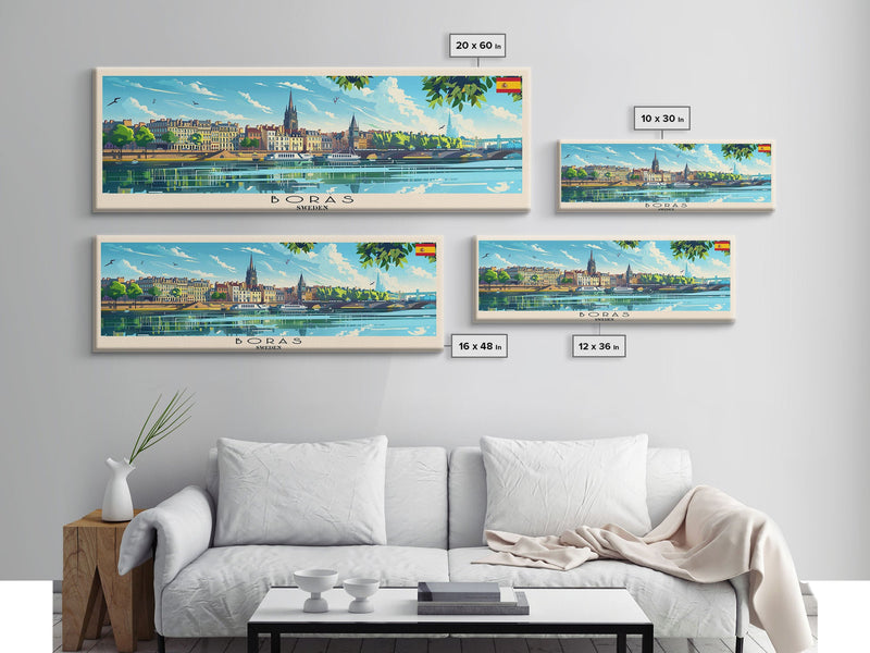 BorÃ¥s Sweden Travel Art, City Art, Framed Canvas Print or Metal Wall Art, Europe Travel Poster, Panoramic Wall Art, Extra Wide Wall Art