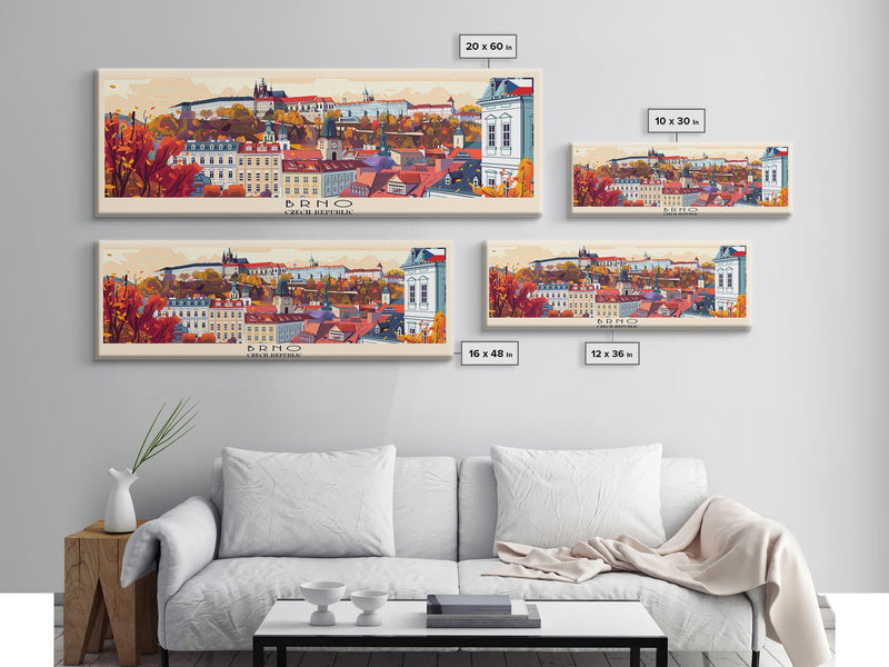 Brno CzechRepublic art Travel Print Wall Art, Panoramic City Art, Travel Art, Wall Decor, Vacation Gift, Framed Canvas Print Or Metal Art