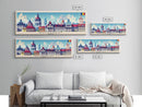Bucharest Romania Wall Art, Panoramic Travel Poster, Panoramic Framed Canvas Print, City Wall Art, Wall Hanging Home Decor, Travel Art