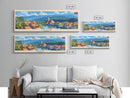 Celje Slovenia Panoramic Travel Poster, Framed Canvas Print or Metal Wall Art, Travel Art, Home Decor, Panoramic Painting, Midcentury Art