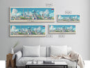 Grozny Russia Panoramic Travel Poster, Framed Canvas Print or Metal Wall Art, Travel Art, Home Decor, Panoramic Painting, Midcentury Art