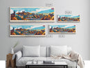 Nottingham United Kingdom Wall Art, Panoramic Travel Poster, Panoramic Framed Canvas Print, City Wall Art, Wall Hanging Home Decor, Travel Art