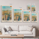 Burgos Spain Travel Poster Framed Canvas Print, Watercolor Cityscape, Wall Art, Home Decor, Living Room Art, Travel Print, Boho Style, Art Piece