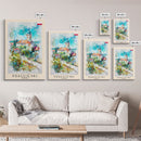 Kragujevac Serbia Travel Poster Framed Canvas Print, Watercolor Painting, Boho Wall Art, Living Room Decor, Scenic Art, Travel Print