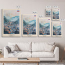 Kranj Slovenia Travel Poster Framed Canvas Print, Watercolor Painting, Scenic Wall Art, Living Room Decor, Artistic Travel Print, Vacation Souvenir