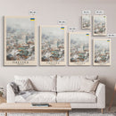 Makiivka Ukraine Travel Poster Framed Canvas Print, Urban Landscape, Watercolor Painting, Wall Art, Home Decoration, Travel Print, Unique Art