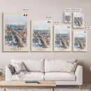 Nantes France Travel Poster Framed Canvas Print, Cityscape Watercolor Painting, Wall Art, Home Decor, Vacation Art, Urban Art, Unique Art