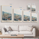 Peristeri Greece Travel Poster Framed Canvas Print, Watercolor Painting, Scenic Wall Art, Home Decor, Greek Landscape, Classic Art