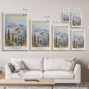 Perugia Italy Travel Poster Framed Canvas Print, Watercolor Painting, Scenic Wall Art, Home Decor, Italian Cityscape, Classic Art