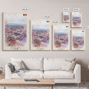 Piteti Romania Travel Poster Framed Canvas Print, Watercolor Painting, Scenic Wall Art, Home Decor, Romanian Cityscape, Classic Art