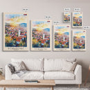 Pozega Serbia Travel Poster Framed Canvas Print, Watercolor Painting, Scenic Wall Art, Home Decor, Serbian Landscape, Classic Art