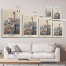 Prato Italy Travel Poster Framed Canvas Print, Watercolor Painting, Scenic Wall Art, Home Decor, Italian Landscape, Vibrant Art