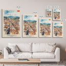 Sabadell Spain Travel Poster Framed Canvas Print, Watercolor Painting, Scenic Wall Art, Home Decor, Spanish Landscape, Artistic Art