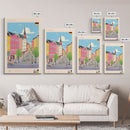 Aachen Germany Travel Poster Framed Canvas Print, Midcentury Modern Wall Art, Pop Art Home Decor, Vacation Gift, Living Room Art, Architectural Print