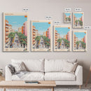 Badalona Spain Travel Poster Framed Canvas Print, Midcentury Modern Art, Pop Art Wall Decor, Home Decor, Vacation Gift, Living Room Art