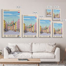 Białystok Poland Travel Poster Framed Canvas Print, Midcentury Modern Art, Pop Art Wall Decor, Home Decor, Vacation Gift, Living Room Art